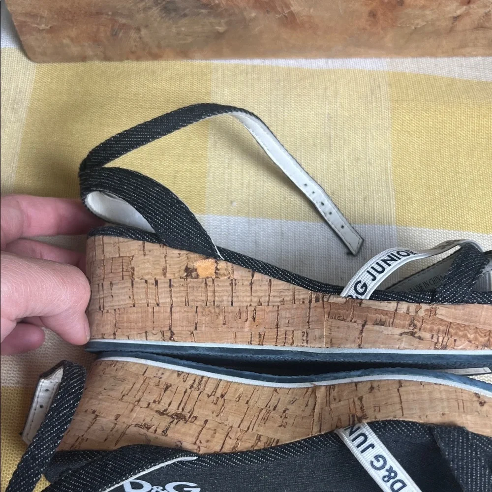 D&G Junior Navy and White Denim Sandals